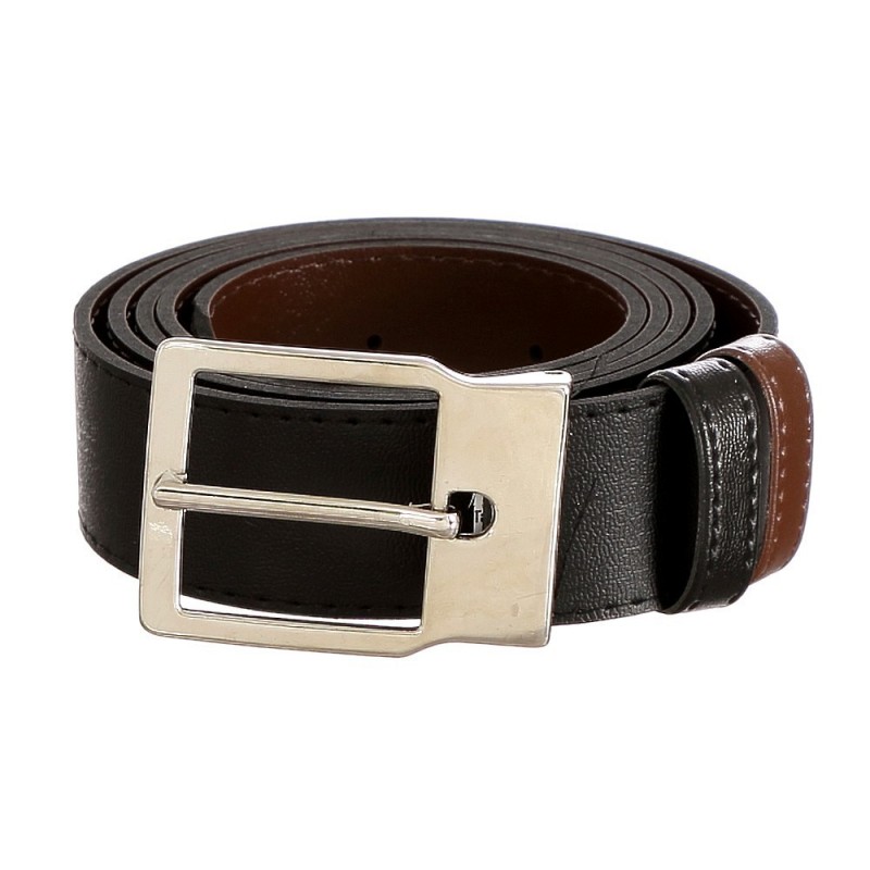 Cinto Masculino Dupla Face Com Fivela Prateada