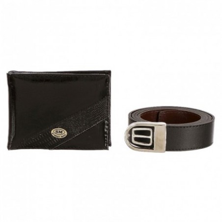 Kit Cinto Liso E Cateira Masculina