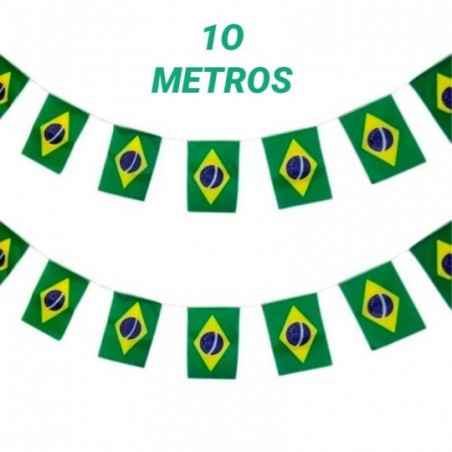 Varal De Bandeirinhas Brasil Copa Do Mundo C/ 10 Metros Plástica