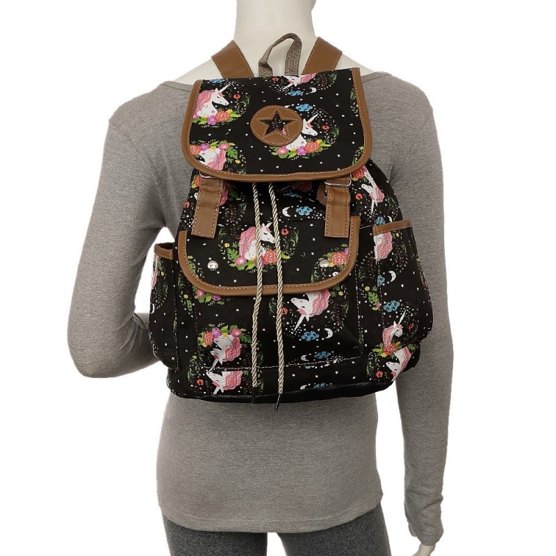 Mochila Têxtil Escolar Com Estampa De Unicórnio
