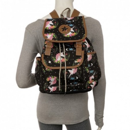 Mochila Têxtil Escolar Com Estampa De Unicórnio
