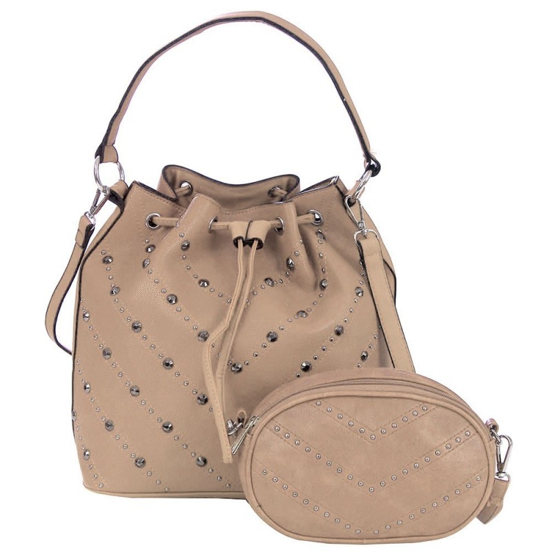 Kit 2 Bolsas Feminino Hobo + Transversal Cravejada Em Tachas E Spikes
