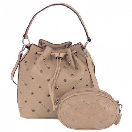 Kit 2 Bolsas Feminino Hobo + Transversal Cravejada Em Tachas E Spikes
