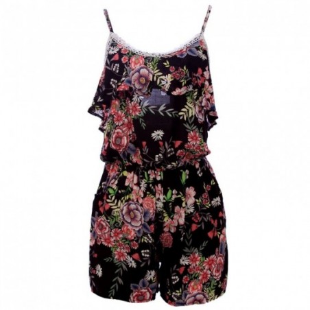 Macaquinho Feminino Floral Com Laterais Vazadas
