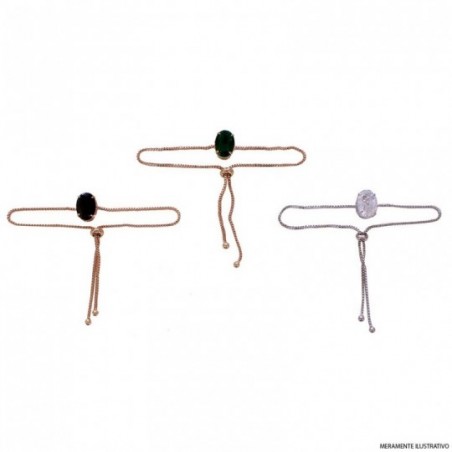 Kit Bijuteria Feminina Com 3 Pulseiras Pedra Colorida