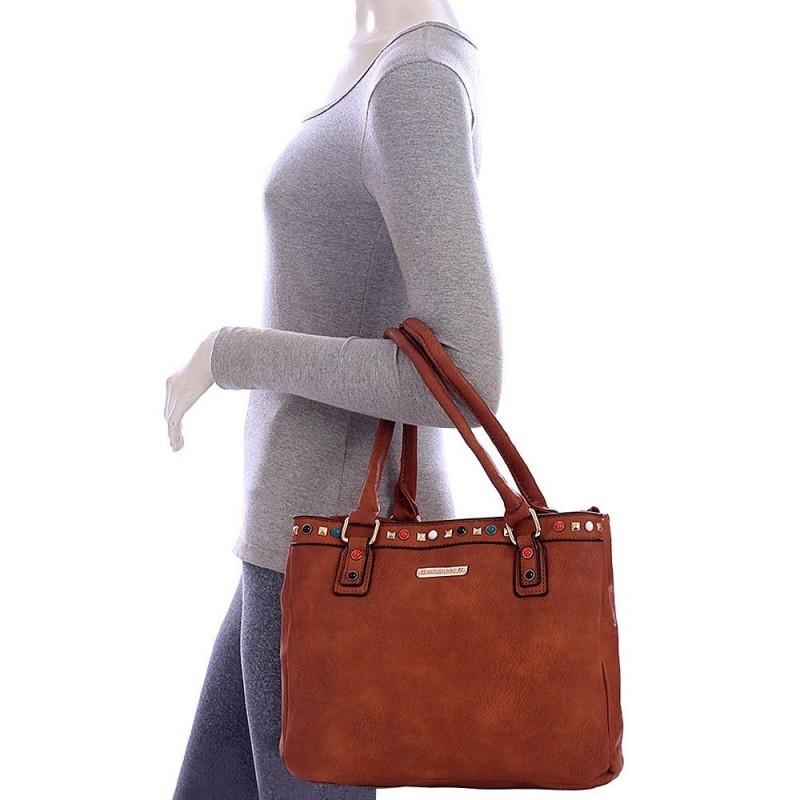 bolsa-feminina-satchel-alto-relevo-com-tachas-coloridas