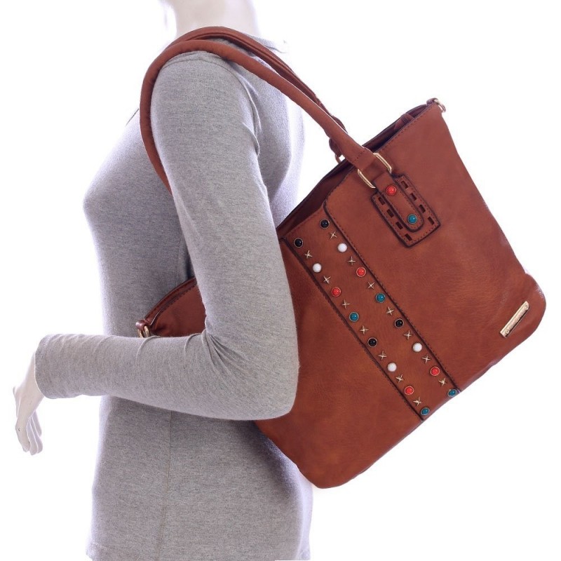 bolsa-feminina-satchel-alto-relevo-com-tachas-coloridas-e-spikes