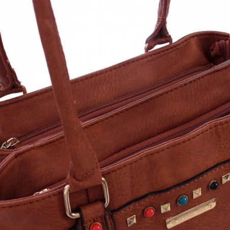 bolsa-feminina-satchel-alto-relevo-com-tachas-coloridas-e-pingente