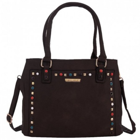 bolsa-feminina-satchel-alto-relevo-com-tachas-coloridas-e-pingente