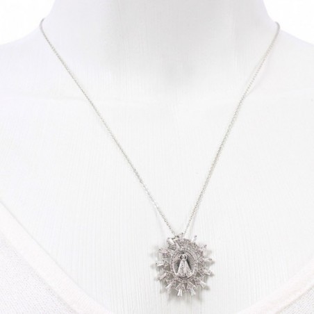 Colar Feminino Pingente Nossa Senhora Da Aparecida Em Strass
