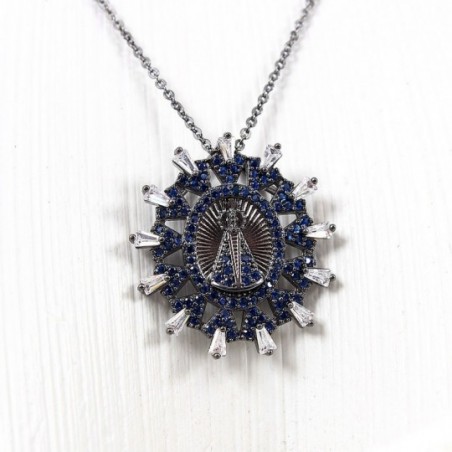 Colar Feminino Pingente Nossa Senhora Da Aparecida Em Strass
