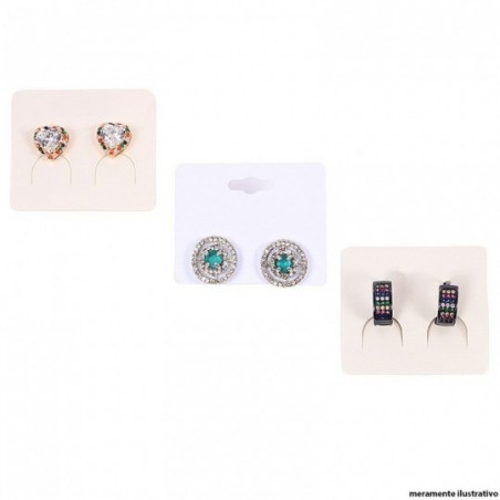 Kit Feminino Com 3 Pares De Brincos Em Strass Zircônia