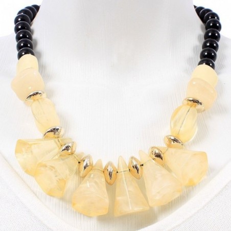 Maxi Colar Feminino Com Pedras E Miçangas Coloridas