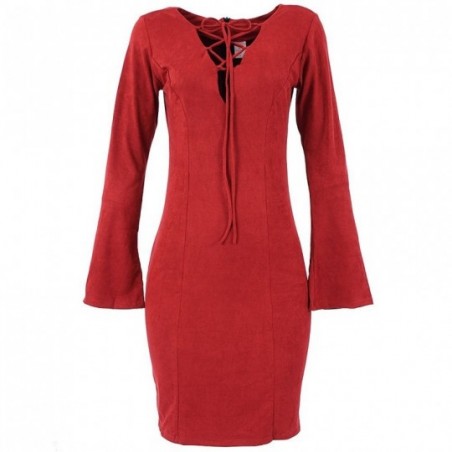 vestido-suede-flare-com-decote-v-com-amarracao