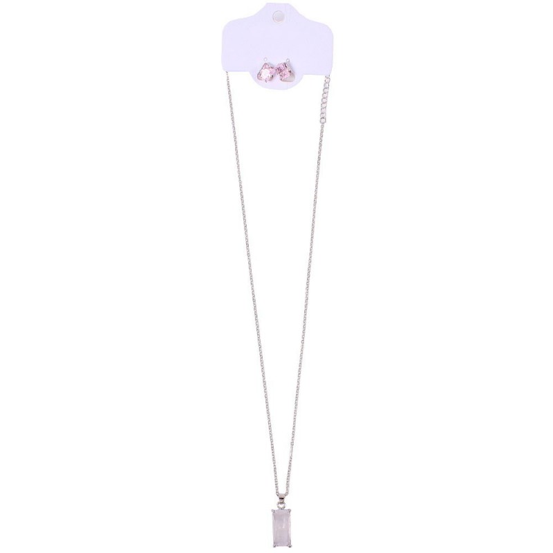 Conjunto Feminino Brinco + Colar Em Pedra

