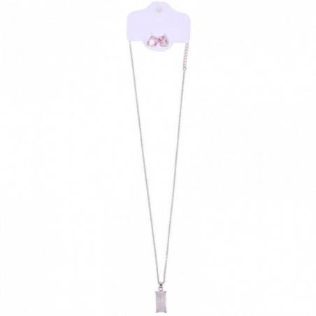 Conjunto Feminino Brinco + Colar Em Pedra
