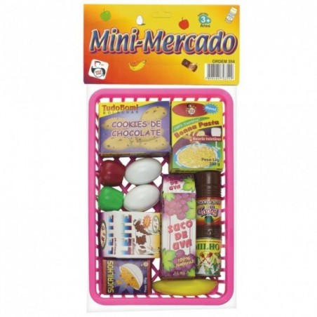 Kit Cesta Mini Mercador Com 13 Acessórios De Brinquedo