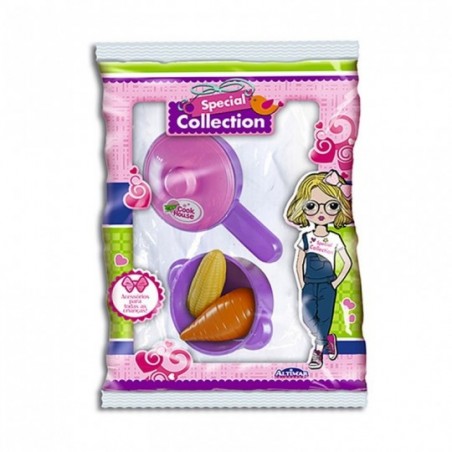 Kit Panela Com 2 Peças + Legumes De Brinquedo Infantil