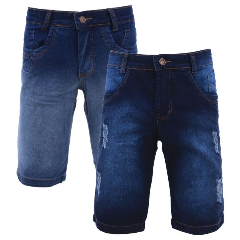 Kit Masculino Com 2 Bermudas Jeans Destroyed