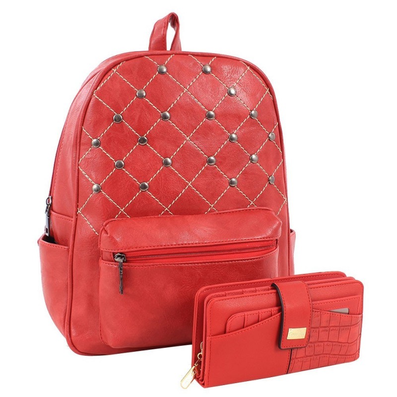 Kit Luxo Mochila + Carteira Feminina Em Alto Relevo