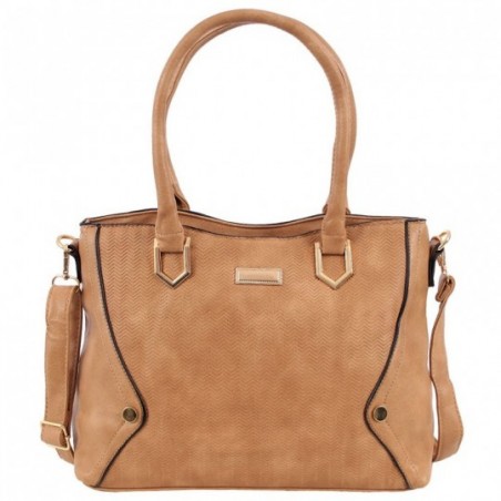 Bolsa Feminina Satchel Em Alto Relevo Detalhes Metálicos