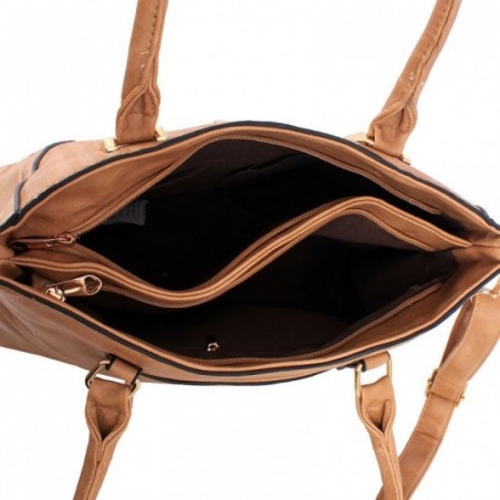 Bolsa Feminina Satchel Em Alto Relevo Detalhes Metálicos