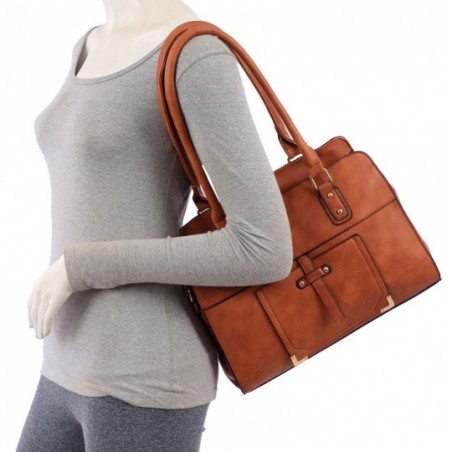 Bolsa Tote Feminina Em Alto Relevo Com Detalhes Metálicos 