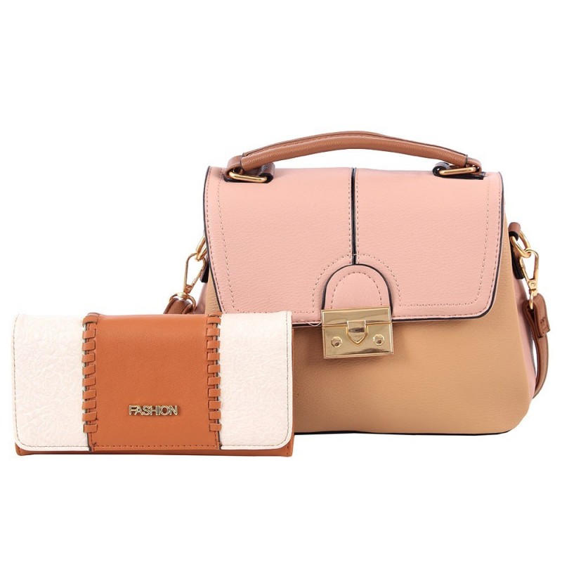 Kit Feminino Bolsa Baú Luxo + Carteira Em Tressê