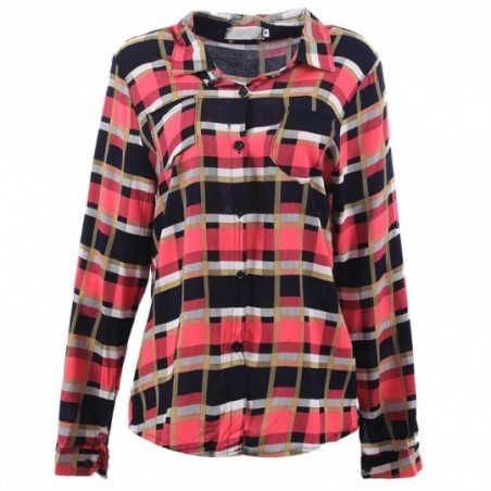 camisa-xadrez-feminina-com-botoes-manga-longa-gola-classica