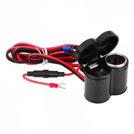 Carregador USB GPS Celular Para Moto + Acendedor De Cigarro