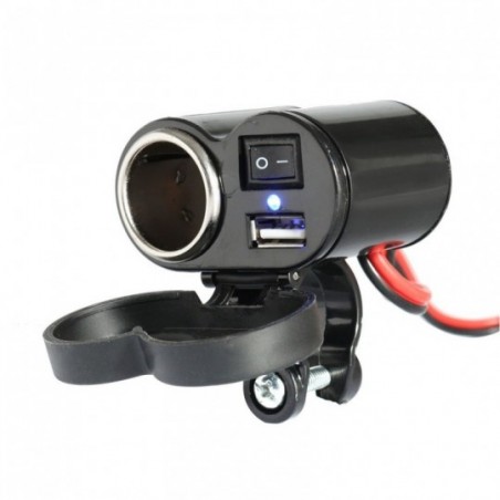 Carregador USB GPS Celular Para Moto + Acendedor De Cigarro
