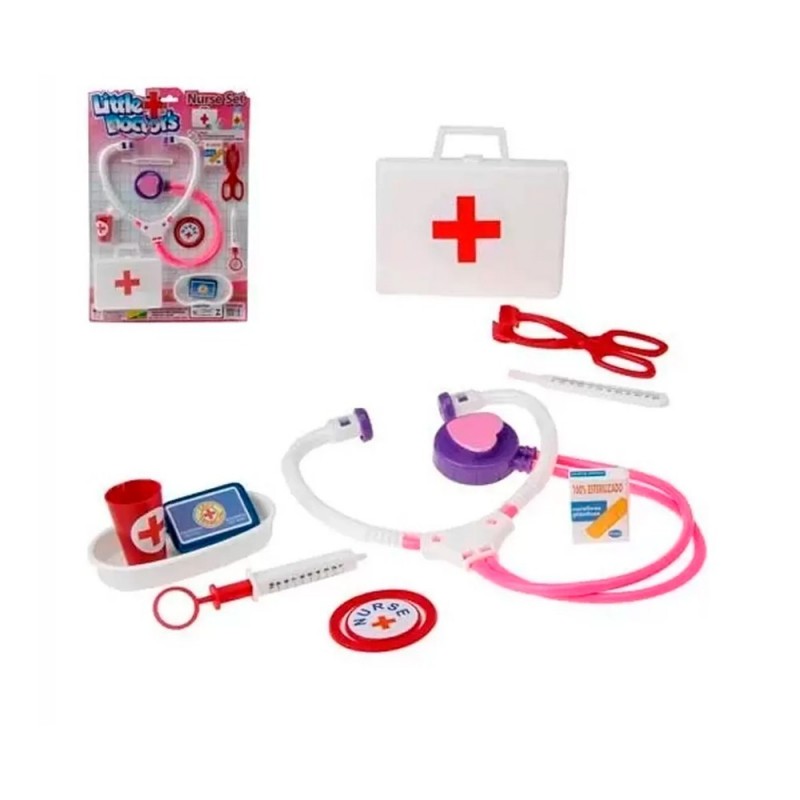 Kit Médico Little Doctors Girls Com 9 Peças Brinquedo Infantil