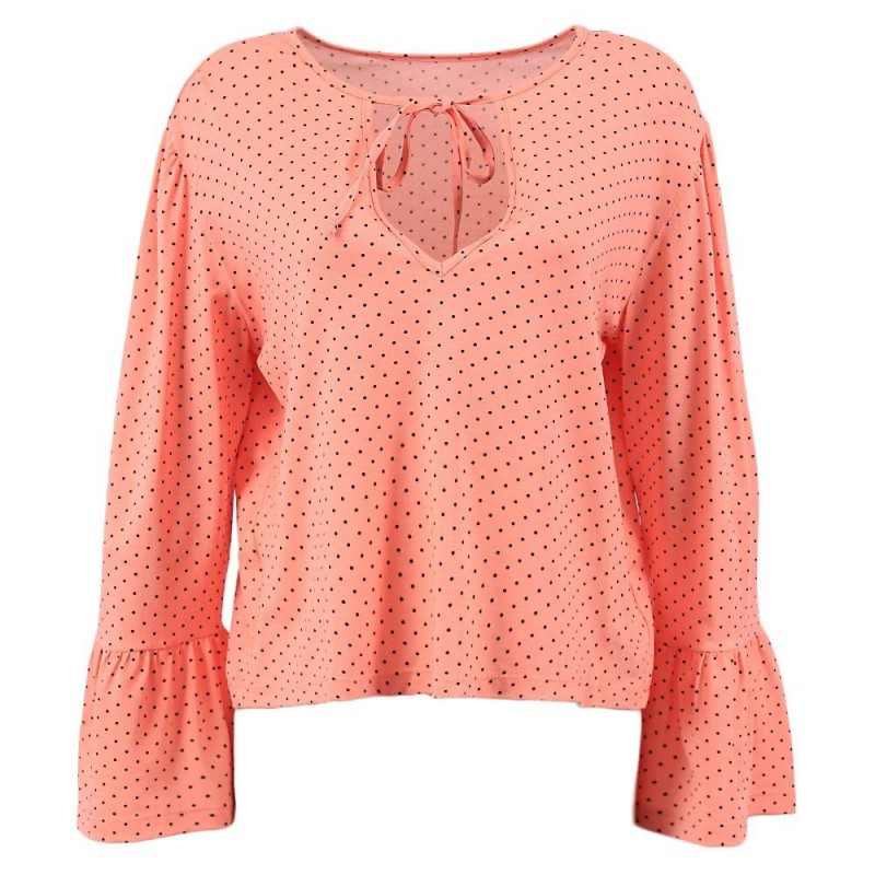 blusa-feminina-social-poa-gola-choker-manga-longa-flare