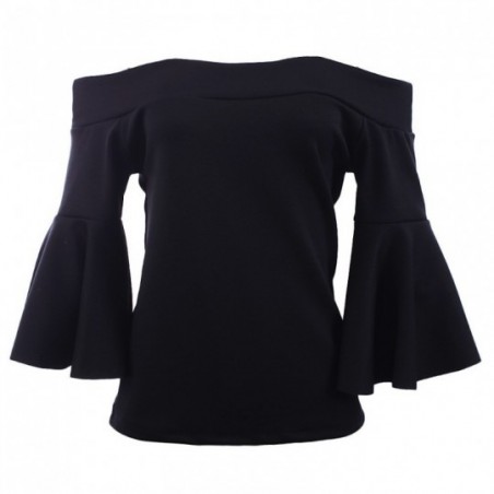 Blusa Feminina Social Ciganinha Ombro A Ombro Manga Flare