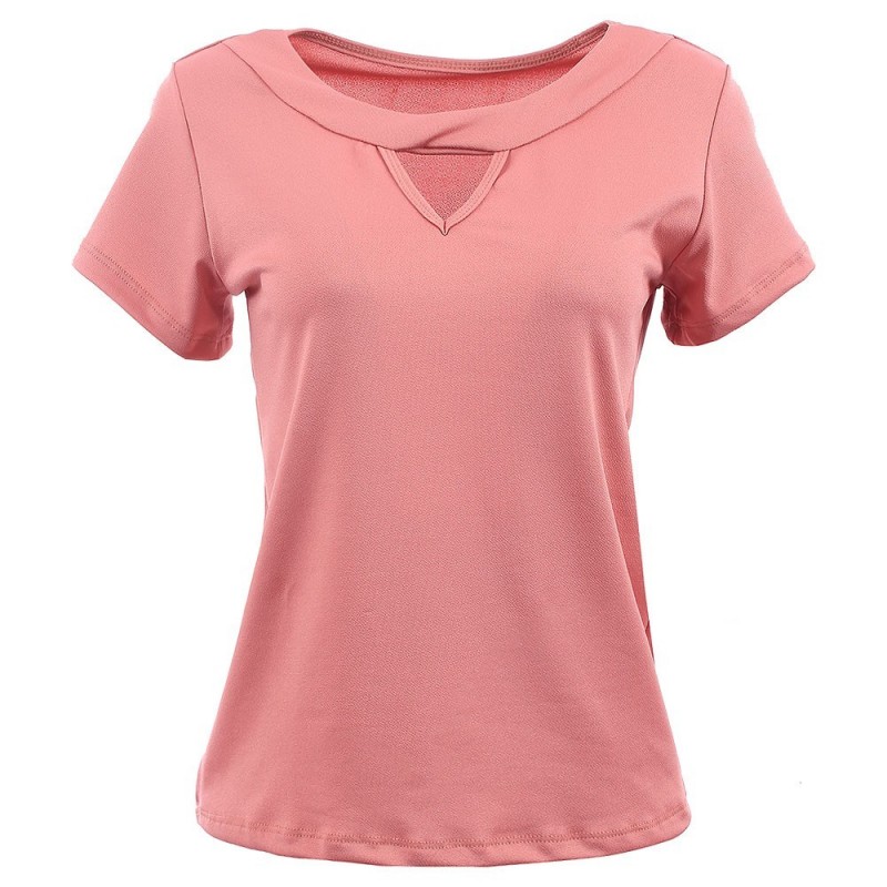 Blusa Social Feminina Manga Curta Gola Larga Decote V