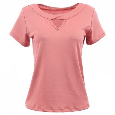 Blusa Social Feminina Manga Curta Gola Larga Decote V