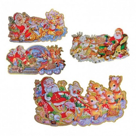 Painel Natalino Variados Papai Noel Com Glitter 55CM x 30CM