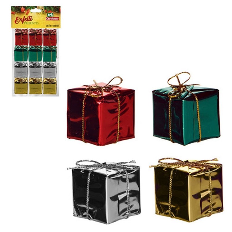 Kit 12 Presentes De Enfeite Decorativo De Natal Coloridos