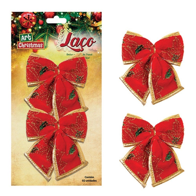 Kit 2 Laços De Veludo Enfeite De Natal 13 CM X 11,5 CM