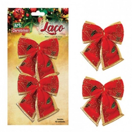 Kit 2 Laços De Veludo Enfeite De Natal 13 CM X 11,5 CM