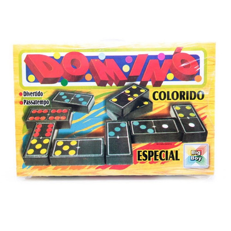 Jogo De Dominó Brinquedo Plástico Colorido Adesivado