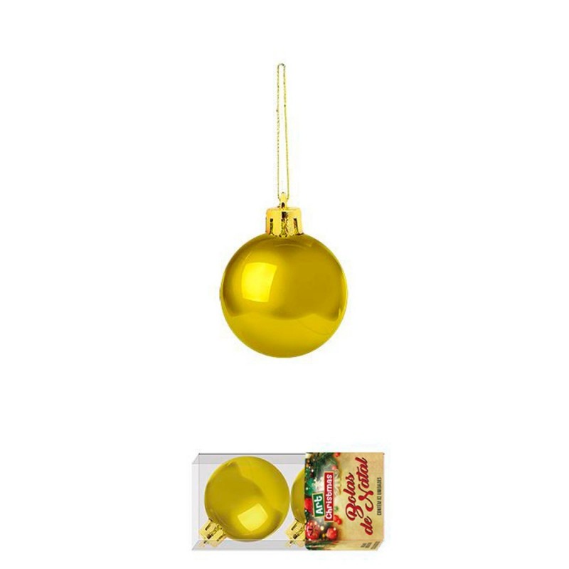 Kit 2 Bolas De Natal Enfeite Dourada Com 6 CM