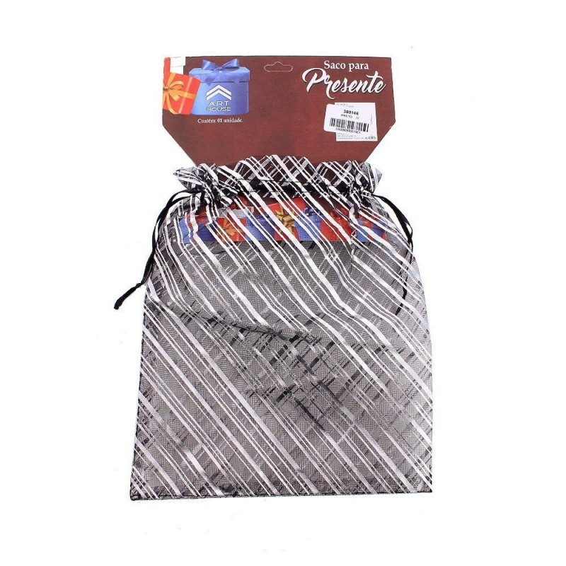 Saco Para Presente De Natal Decorado 20 CM x 25 CM