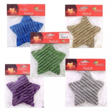 Estrela Enfeite Decorativo Natalino Glitter Cores Variadas