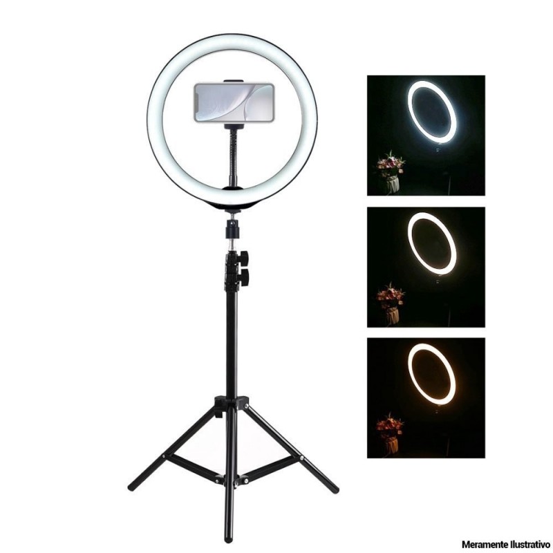 Ring Light 10 Polegadas 26 CM Tripé 2M E Suporte Celular