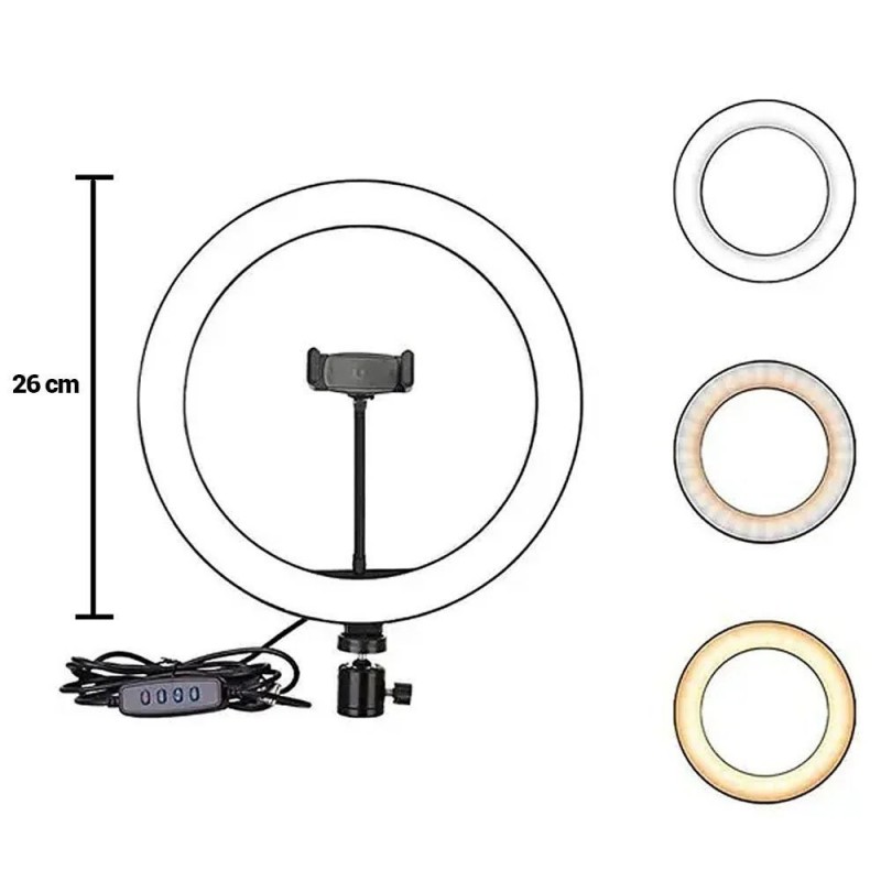 Ring Light 10 Polegadas 26 CM Tripé 2M E Suporte Celular