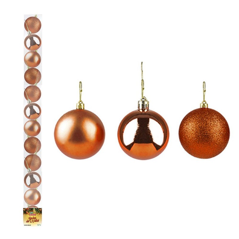 Kit 12 Bolas De Natal Para Enfeite Bronze 4 CM