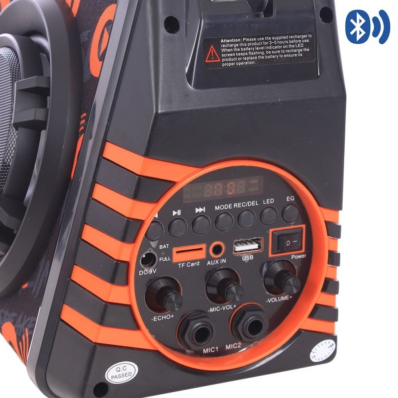 Caixa De Som Led Bluetooth Portátil Microfone Rádio USB 30W