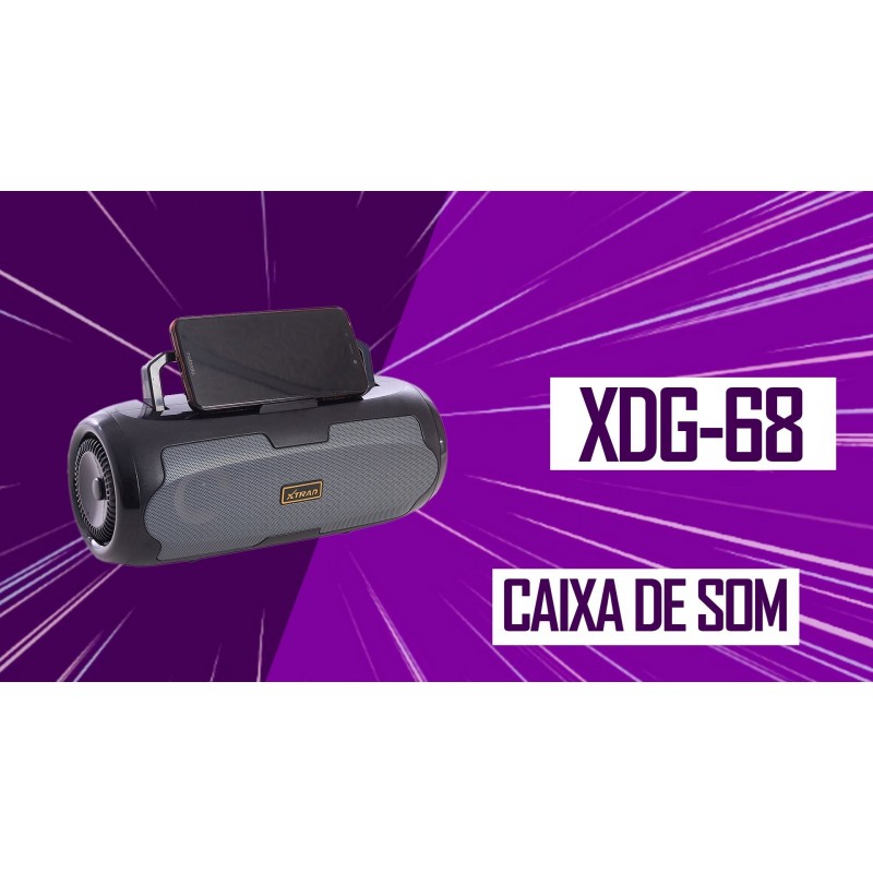 Caixa De Som Portátil Viki Box Led Bluetooth Rádio FM USB