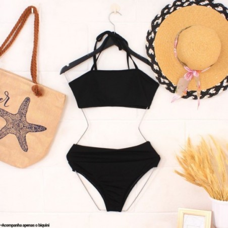 Conjunto Biquíni Top Faixa Amarração Hot Pants Cintura Alta